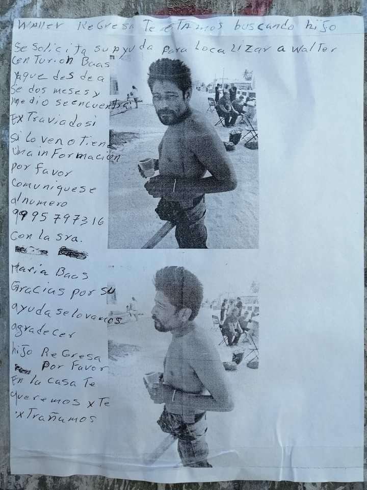Ficha de búsqueda elaborada por madre del desaparecido
